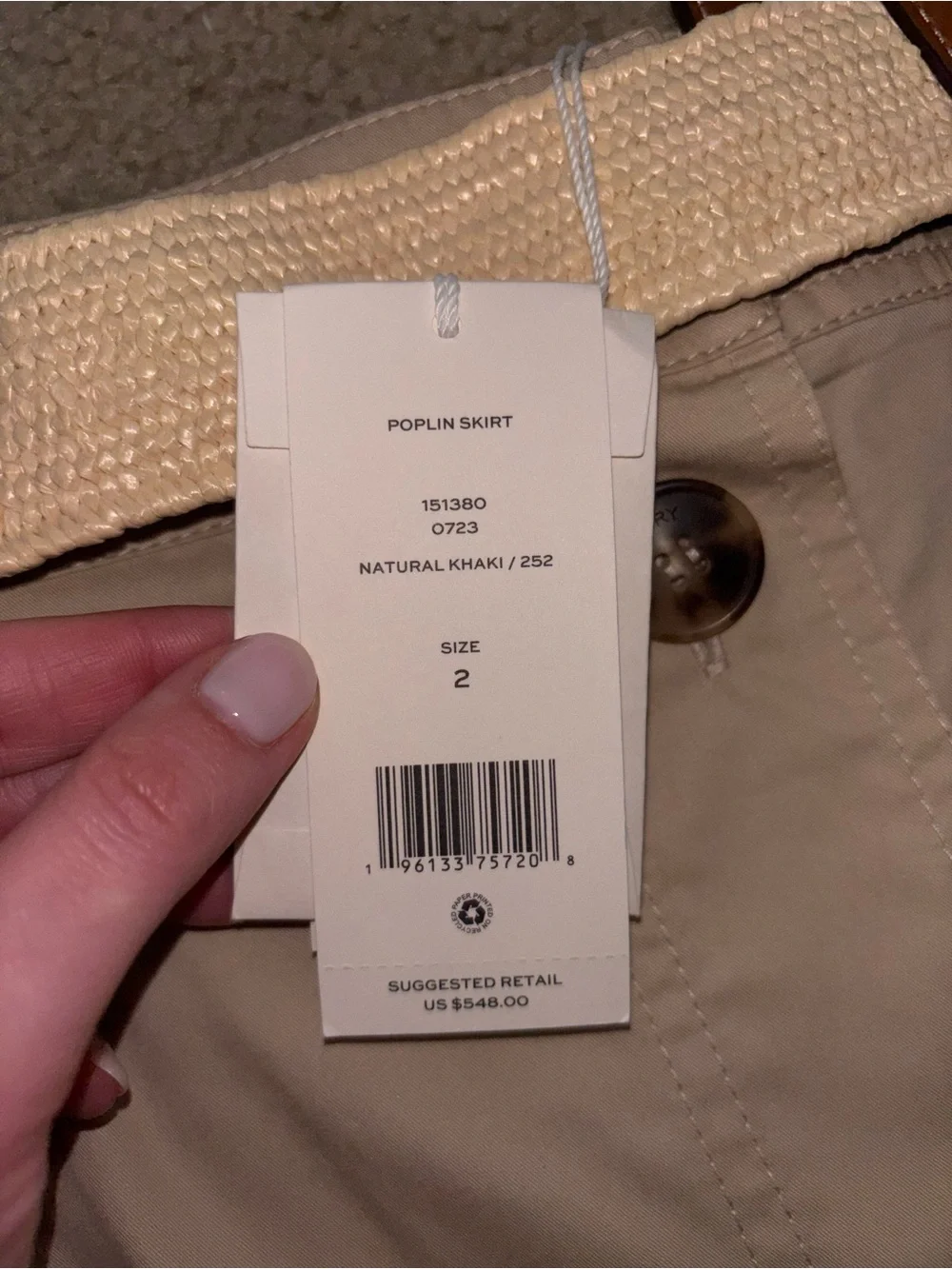 Tory Burch Beige Button-Front Utility Midi Skirt